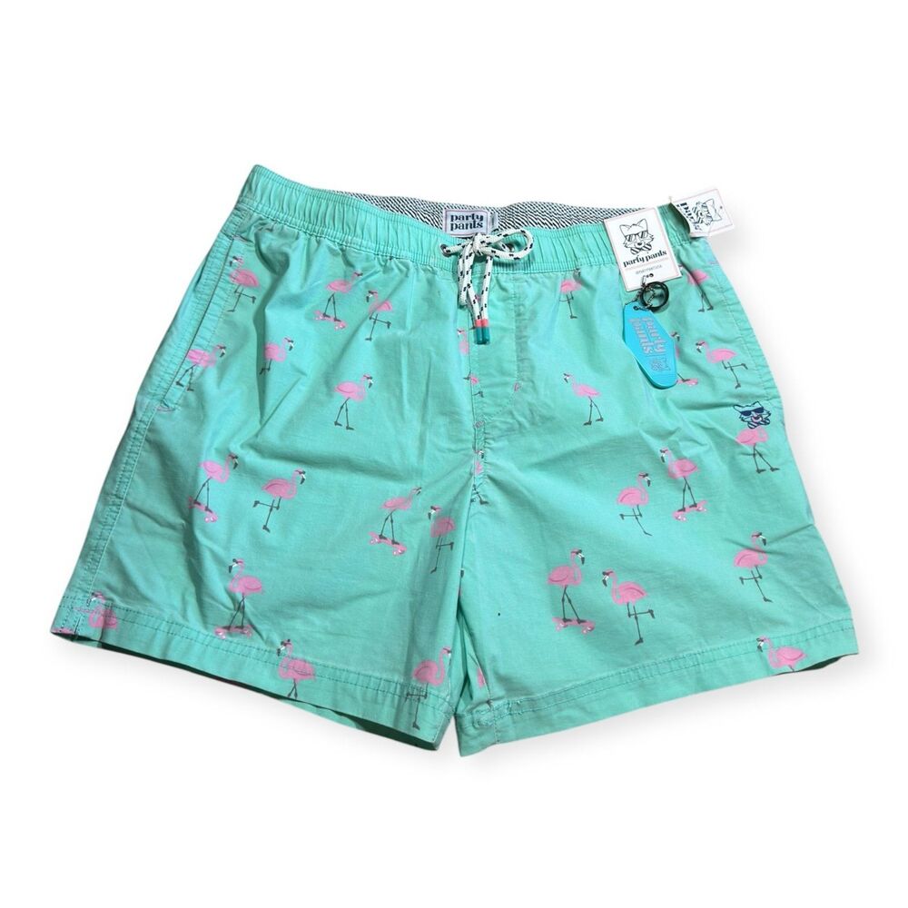 Party Pants Blue‎ Cruiser Flamingo Shorts Size Large Retro Y2K BNWT
